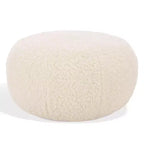 Pouf rotondo Gracelina crema - Capacità 125 kg, 100% poliestere, Prodotto negli USA