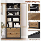 Dispensa da Cucina Autoportante da 183 cm, Stile Moderno Fattoria, Beige/Nero/Noce/Bianco