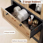 Dispensa da Cucina Autoportante da 183 cm, Stile Moderno Fattoria, Beige/Nero/Noce/Bianco