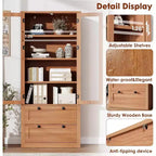 Dispensa da Cucina Autoportante da 183 cm, Stile Moderno Fattoria, Beige/Nero/Noce/Bianco