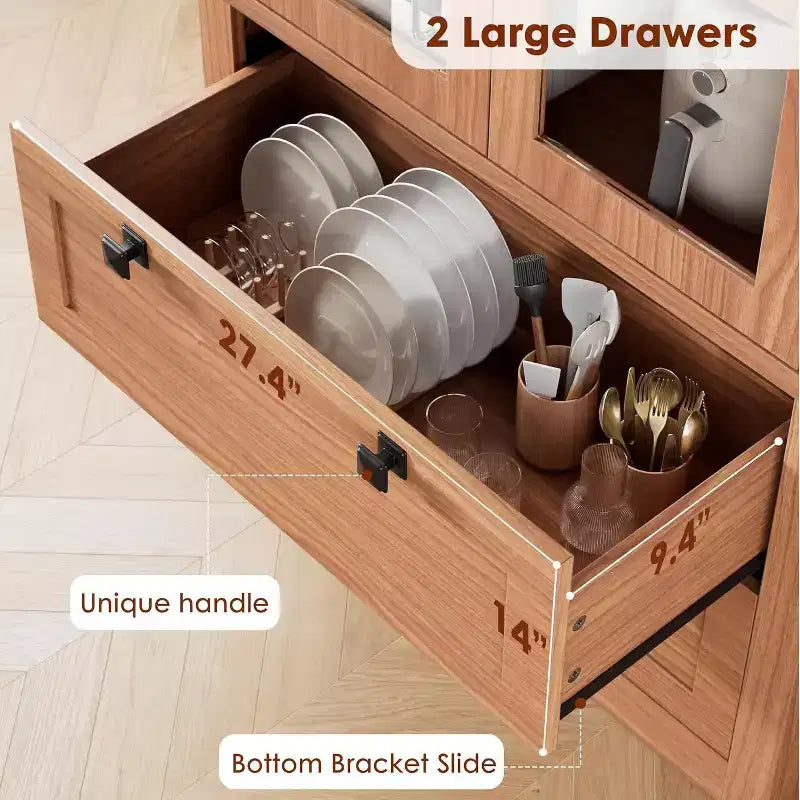 Dispensa da Cucina Autoportante da 183 cm, Stile Moderno Fattoria, Beige/Nero/Noce/Bianco