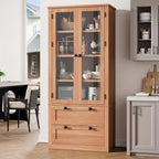 Dispensa da Cucina Autoportante da 183 cm, Stile Moderno Fattoria, Beige/Nero/Noce/Bianco