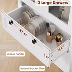Dispensa da Cucina Autoportante da 183 cm, Stile Moderno Fattoria, Beige/Nero/Noce/Bianco