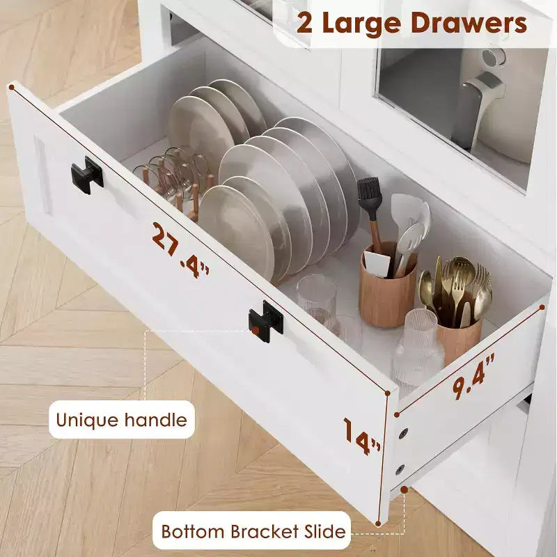 Dispensa da Cucina Autoportante da 183 cm, Stile Moderno Fattoria, Beige/Nero/Noce/Bianco