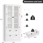 Dispensa da Cucina Autoportante da 183 cm, Stile Moderno Fattoria, Beige/Nero/Noce/Bianco