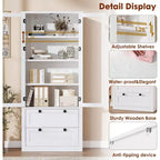 Dispensa da Cucina Autoportante da 183 cm, Stile Moderno Fattoria, Beige/Nero/Noce/Bianco