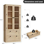Dispensa da Cucina Autoportante da 183 cm, Stile Moderno Fattoria, Beige/Nero/Noce/Bianco