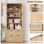 Dispensa da Cucina Autoportante da 183 cm, Stile Moderno Fattoria, Beige/Nero/Noce/Bianco