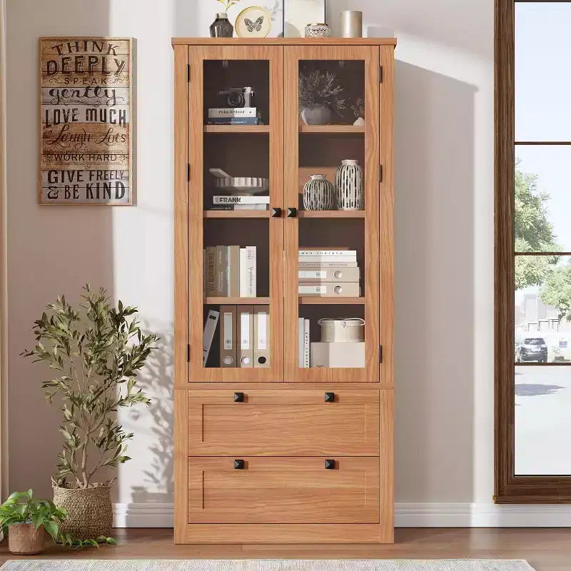 Dispensa da Cucina Autoportante da 183 cm, Stile Moderno Fattoria, Beige/Nero/Noce/Bianco