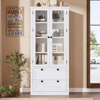 Dispensa da Cucina Autoportante da 183 cm, Stile Moderno Fattoria, Beige/Nero/Noce/Bianco