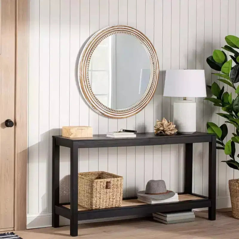 Mobile credenza moderno a 4 ante da 59 pollici con gambe in legno di gomma, armadietto contenitore