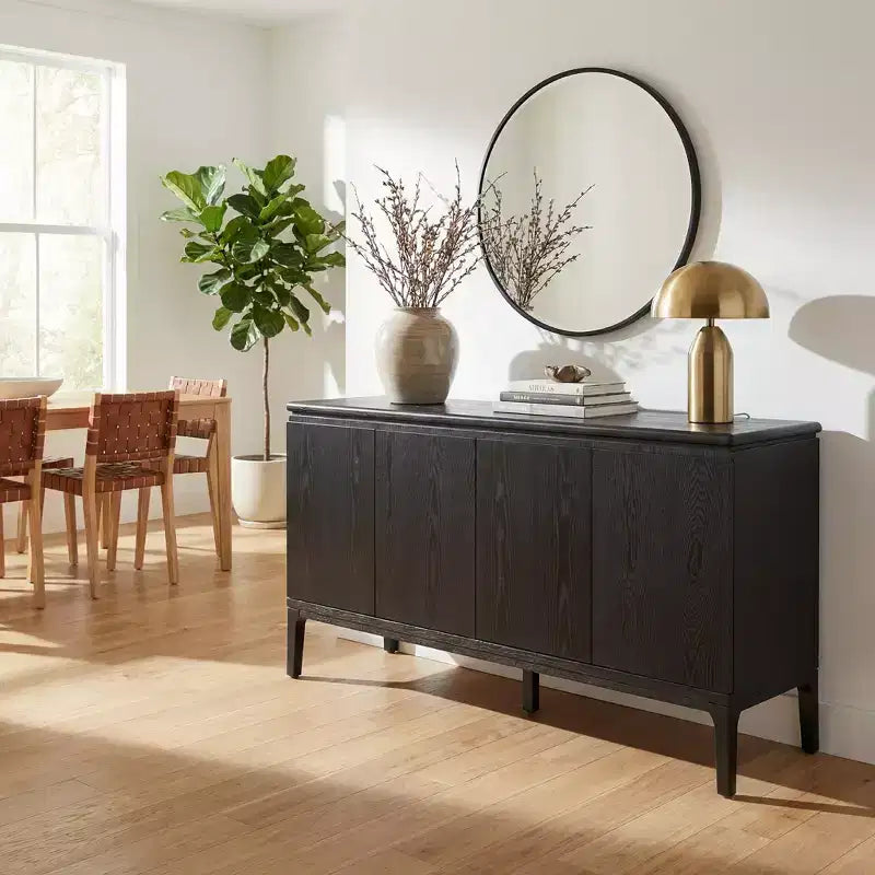 Credenza moderna a 4 ante da 59", finitura effetto legno, capienza fino a 4