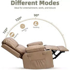 Poltrona reclinabile manuale in similpelle beige/grigia/kaki, monoposto con supporto lombare e braccioli