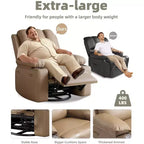 Poltrona reclinabile manuale in similpelle beige/grigia/kaki, monoposto con supporto lombare e braccioli
