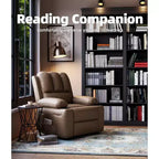 Poltrona reclinabile manuale in similpelle beige/grigia/kaki, monoposto con supporto lombare e braccioli
