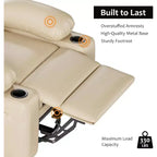 Poltrona reclinabile manuale in similpelle beige/grigia/kaki, monoposto con supporto lombare e braccioli