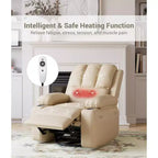 Poltrona reclinabile manuale in similpelle beige/grigia/kaki, monoposto con supporto lombare e braccioli