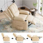 Poltrona reclinabile manuale in similpelle beige/grigia/kaki, monoposto con supporto lombare e braccioli