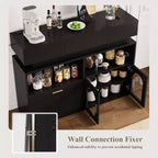 Credenza Beige/Nera con 3 Cassetti, Ricarica USB, Scaffale Regolabile – 1 Persona