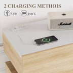 Credenza Beige/Nera con 3 Cassetti, Ricarica USB, Scaffale Regolabile – 1 Persona