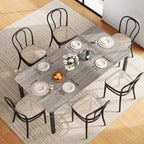 Tavolo da pranzo rettangolare per 6-8 persone, struttura bianca/nera, stile industriale rustico