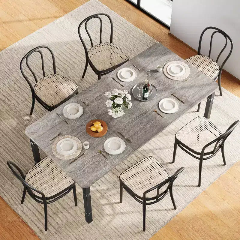 Tavolo da pranzo rettangolare per 6-8 persone, struttura bianca/nera, stile industriale rustico