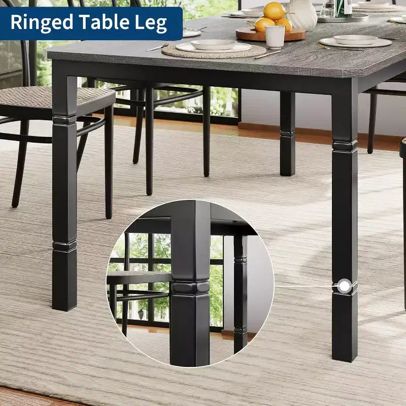 Tavolo da pranzo rettangolare per 6-8 persone, struttura bianca/nera, stile industriale rustico