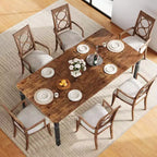 Tavolo da pranzo rettangolare per 6-8 persone, struttura bianca/nera, stile industriale rustico