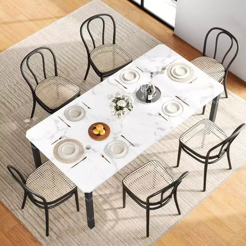 Tavolo da pranzo rettangolare per 6-8 persone, struttura bianca/nera, stile industriale rustico