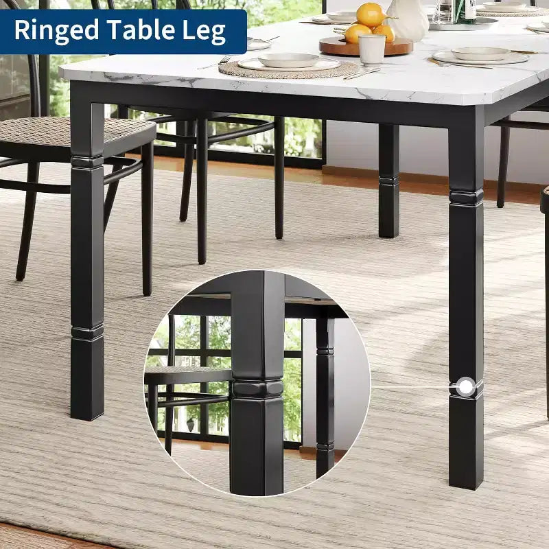 Tavolo da pranzo rettangolare per 6-8 persone, struttura bianca/nera, stile industriale rustico