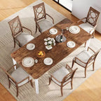 Tavolo da pranzo rettangolare per 6-8 persone, struttura bianca/nera, stile industriale rustico