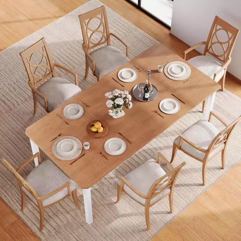 Tavolo da pranzo rettangolare per 6-8 persone, struttura bianca/nera, stile industriale rustico