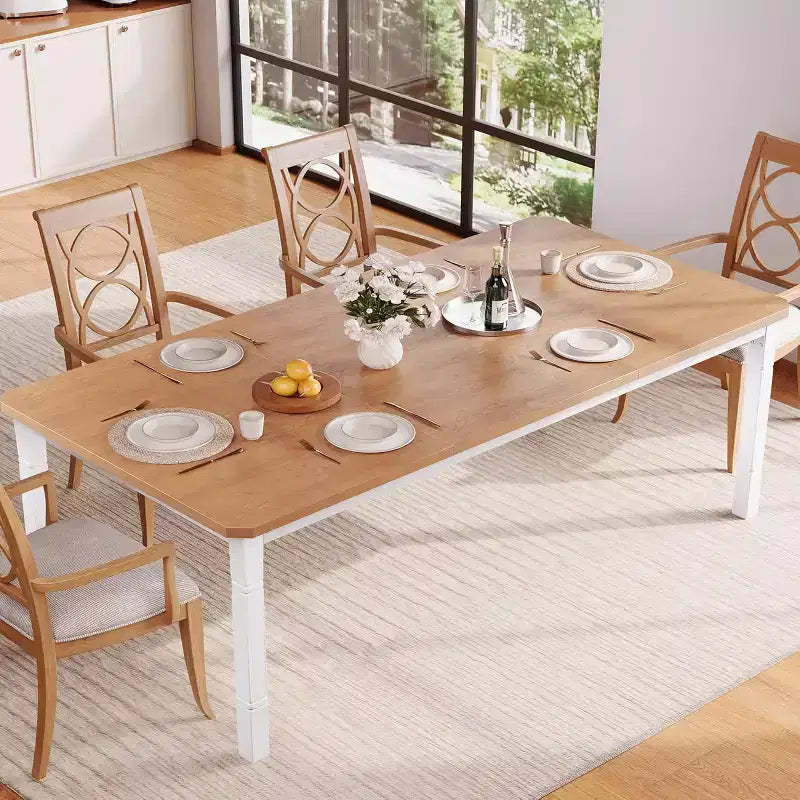 Tavolo da pranzo rettangolare per 6-8 persone, struttura bianca/nera, stile industriale rustico