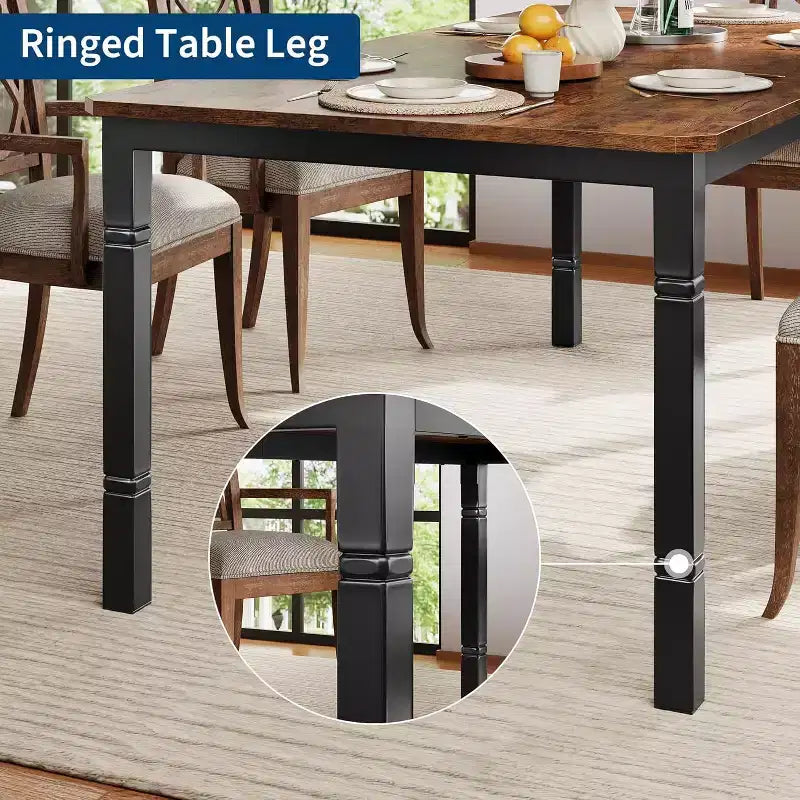 Tavolo da pranzo rettangolare per 6-8 persone, struttura bianca/nera, stile industriale rustico