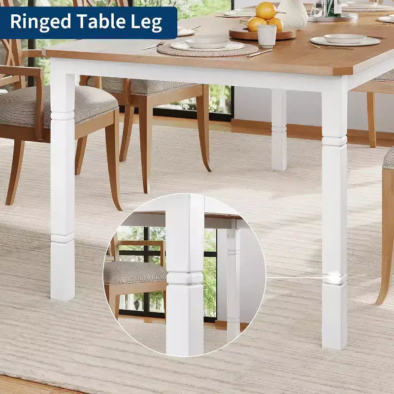 Tavolo da pranzo rettangolare per 6-8 persone, struttura bianca/nera, stile industriale rustico