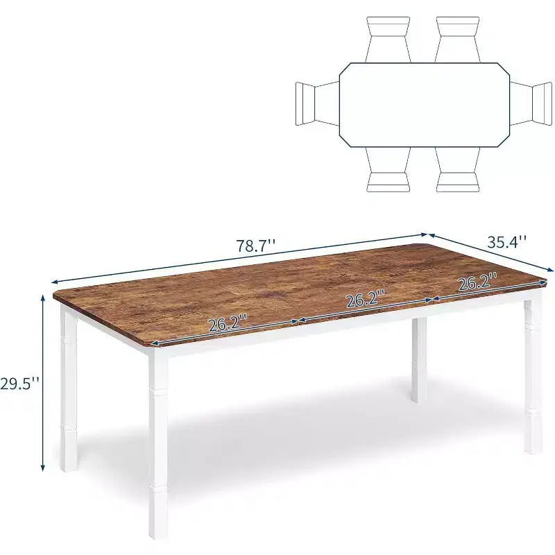 Tavolo da pranzo rettangolare per 6-8 persone, struttura bianca/nera, stile industriale rustico