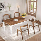 Tavolo da pranzo rettangolare per 6-8 persone, struttura bianca/nera, stile industriale rustico