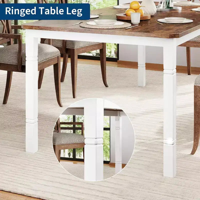 Tavolo da pranzo rettangolare per 6-8 persone, struttura bianca/nera, stile industriale rustico