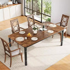 Tavolo da pranzo rettangolare per 6-8 persone, struttura bianca/nera, stile industriale rustico