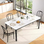 Tavolo da pranzo rettangolare per 6-8 persone, struttura bianca/nera, stile industriale rustico
