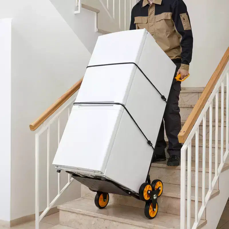 Carrello Pieghevole Saliscale Nero+Arancione, Capacità 200 kg, Uso per 1 Persona