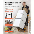 Carrello Pieghevole Saliscale Nero+Arancione, Capacità 200 kg, Uso per 1 Persona