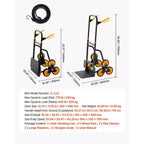 Carrello Pieghevole Saliscale Nero+Arancione, Capacità 200 kg, Uso per 1 Persona