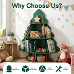 Libreria a 4 livelli con 12 scomparti per bambini - Design albero di Natale e scoiattolo, MDF, Età 3+