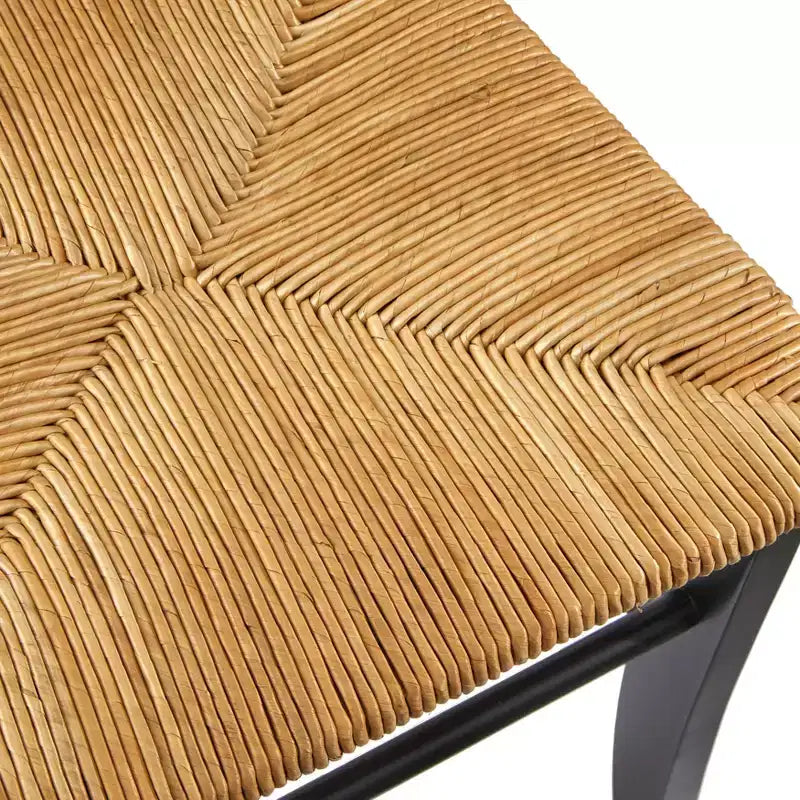 Set da pranzo Thorton Farmhouse 5 pezzi rotondo da 40 pollici nero - Tavolo in legno di gomma e sedie con seduta in giunco