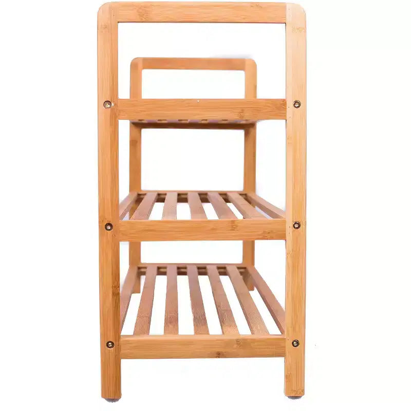 Scarpiera a 3 Ripiani in Bambù con Manici – Contiene 9 Paia, 70x27x51 cm