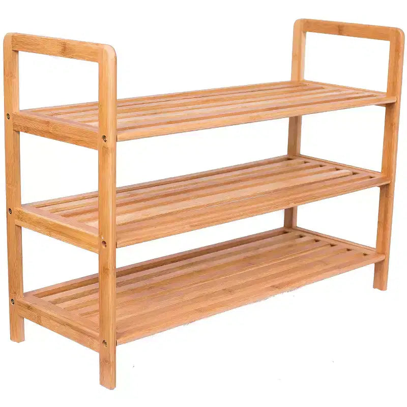 Scarpiera a 3 Ripiani in Bambù con Manici – Contiene 9 Paia, 70x27x51 cm