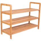 Scarpiera a 3 Ripiani in Bambù con Manici – Contiene 9 Paia, 70x27x51 cm